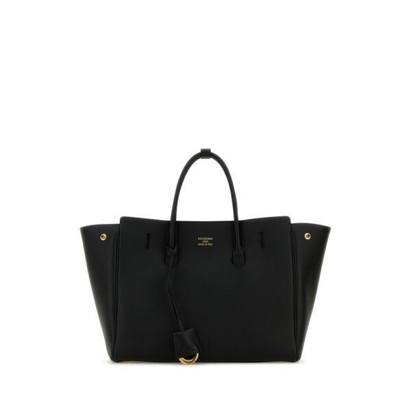 발렌시아가 블랙 레더 스몰 Carry All Hempton 핸드백 8133572ABAV 1000