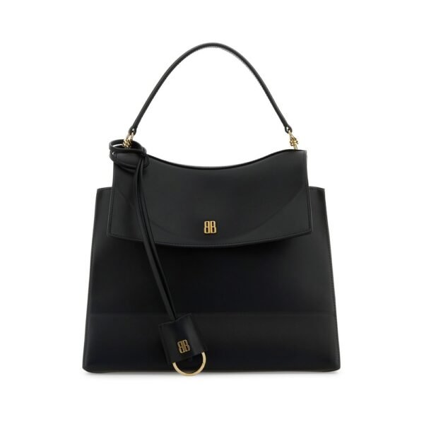 발렌시아가 블랙 레더 미디엄 나노 핸드백 8292932ABTZ 1000