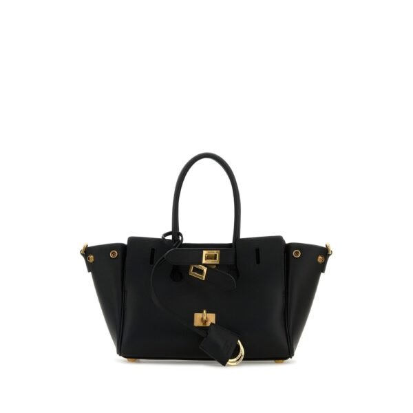 발렌시아가 블랙 레더 Carry All Bel Air 쇼핑백 8357322ABAV 1000