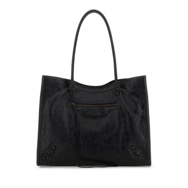 발렌시아가 블랙 레더 미디엄 Le City 쇼핑백 8518182ABEK 1000