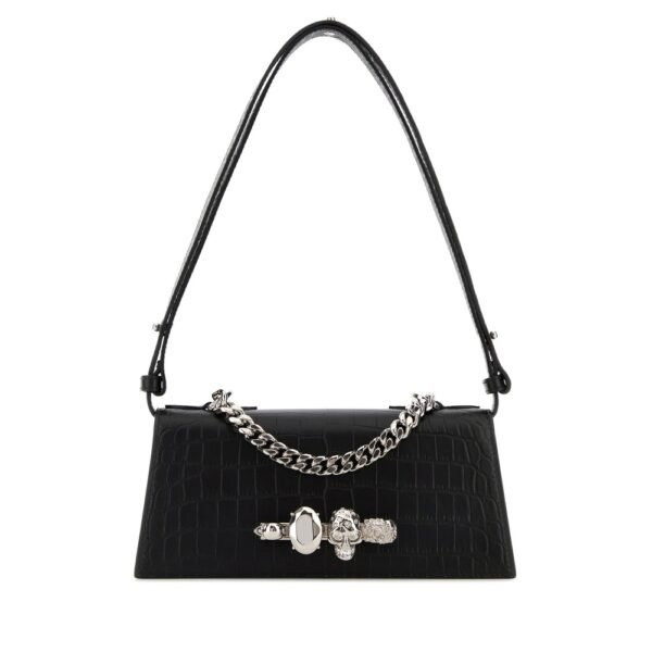 알렉산더 맥퀸 블랙 레더 미니 Jewelled 숄더백 8661381HBT2 1000