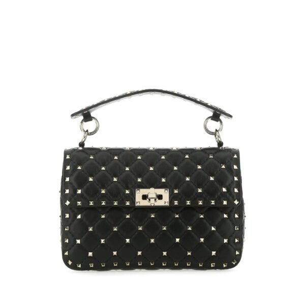 발렌티노 가라바니 블랙 나파 레더 미디엄 락스터드 Spike 핸드백 8W2B0122NAP 0NO