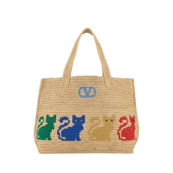 발렌티노 가라바니 라피아 VLogo 시그니처 쇼핑백 8W2B0T04EQU MJ6