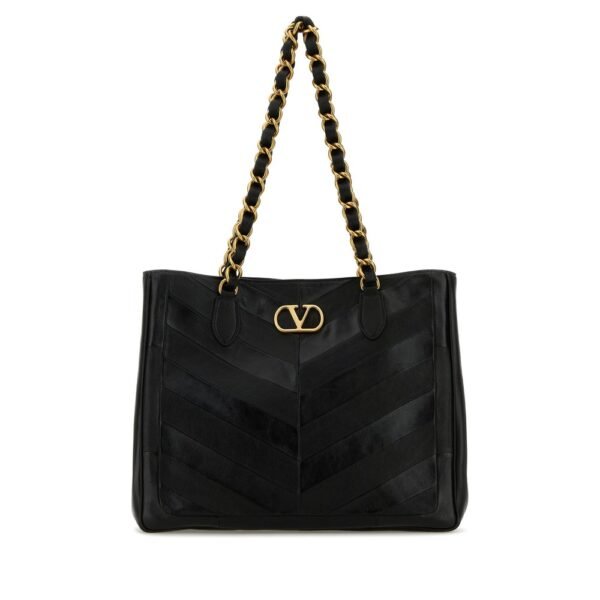 발렌티노 가라바니 블랙 레더 Laseine 쇼핑백 8W2B0T12PSN 0NO