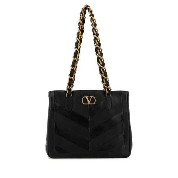 발렌티노 가라바니 블랙 레더 La Seine 쇼핑백 8W2B0T13PSN 0NO