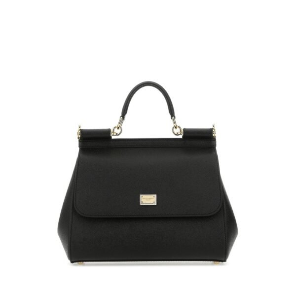 돌체앤가바나 블랙 레더 미디엄 시칠리아 핸드백 BB6002B1001 80999