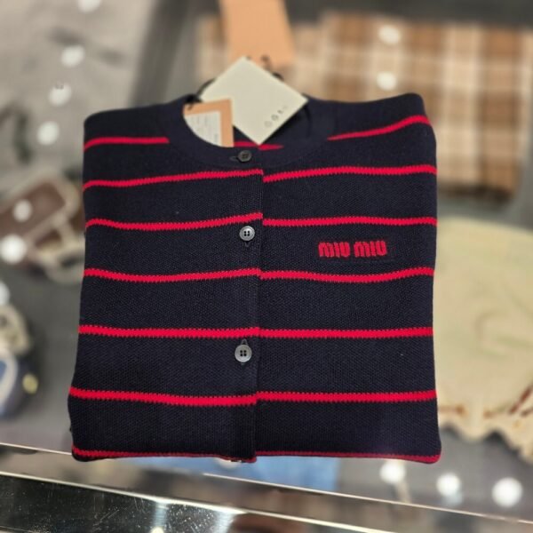 [아울렛] 미우미우 스트라이프 울 여성 가디건 MMF895