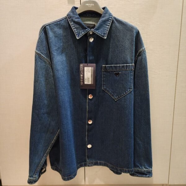 [아울렛] 프라다 삼각로고 데님셔츠 GEC066