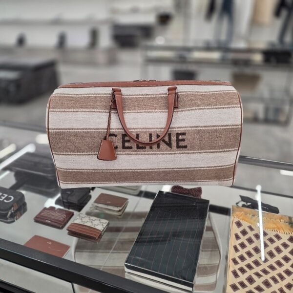 [아울렛] 셀린느 스트라이프 텍스타일 라지 보스톤 여행 가방 191472FRE.02BG