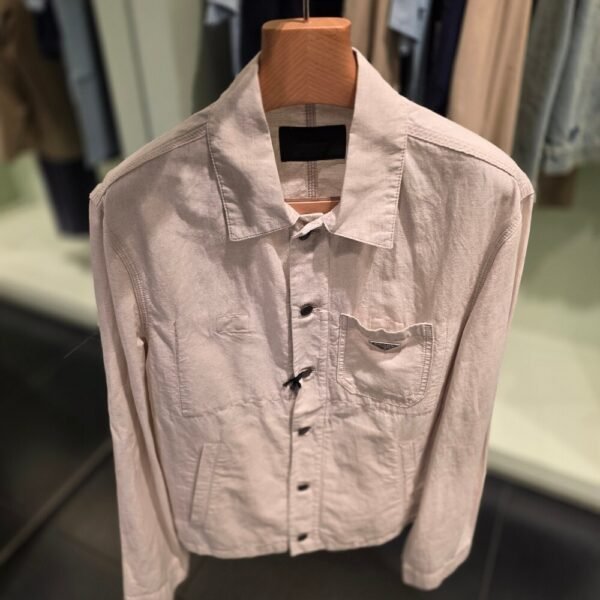 [아울렛] 프라다 삼각로고 코튼 리넨 남성 블루종 자켓 GEB254