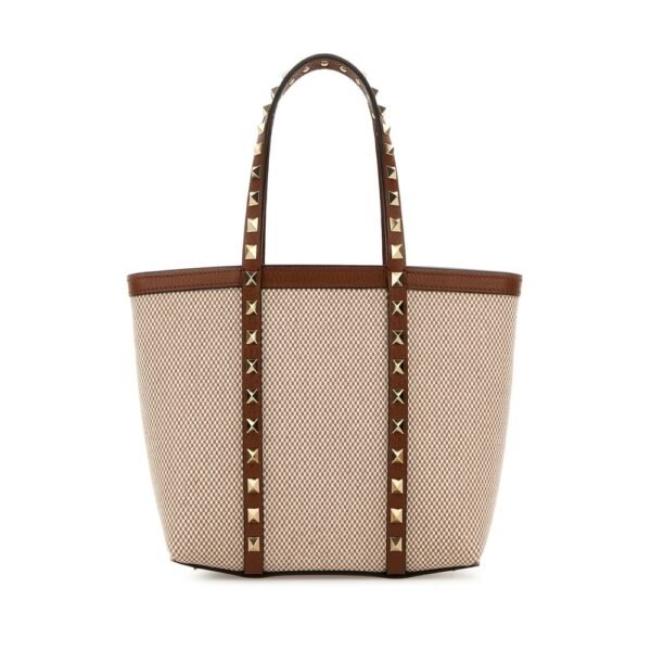 발렌티노 가라바니 투톤 캔버스 미디엄 락스터드 핸드백 6W2B0R05QCE RDV