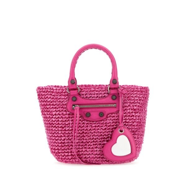 발렌시아가 화이트 라피아 스몰 Le 카골 Panier 핸드백 7861872AA19 9044