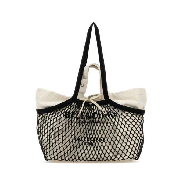 발렌시아가 투톤 캔버스 앤 메쉬 미디엄 24/7 쇼핑백 7918092AA47 9960