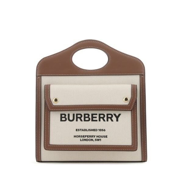 버버리 투톤 캔버스 앤 레더 미니 Pocket 핸드백 8039361 A1395