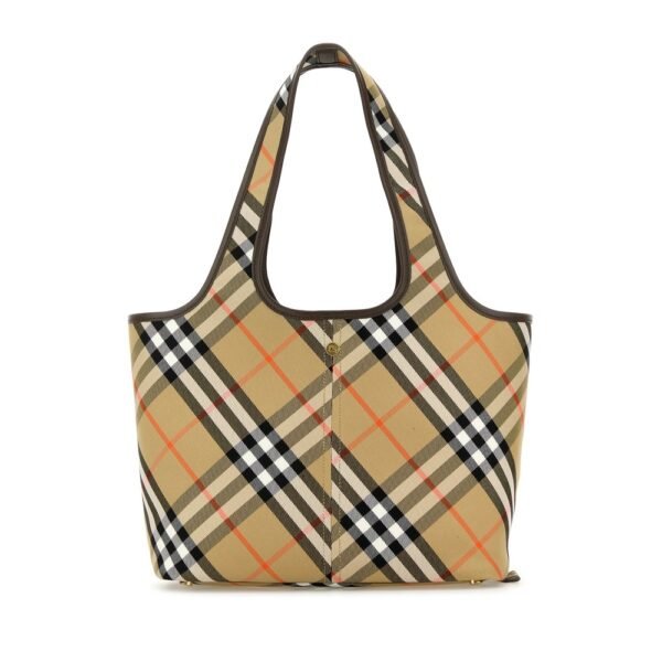 버버리 자수 캔버스 스몰 체크 쇼핑백 8094685 B9368
