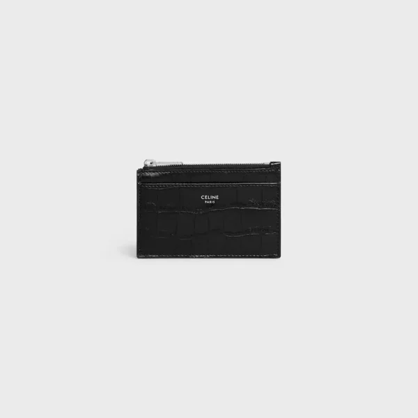 셀린느 지프드 카드 홀더 인 크로커다일 엠보스드 카프스킨 10F993CUV.38SI