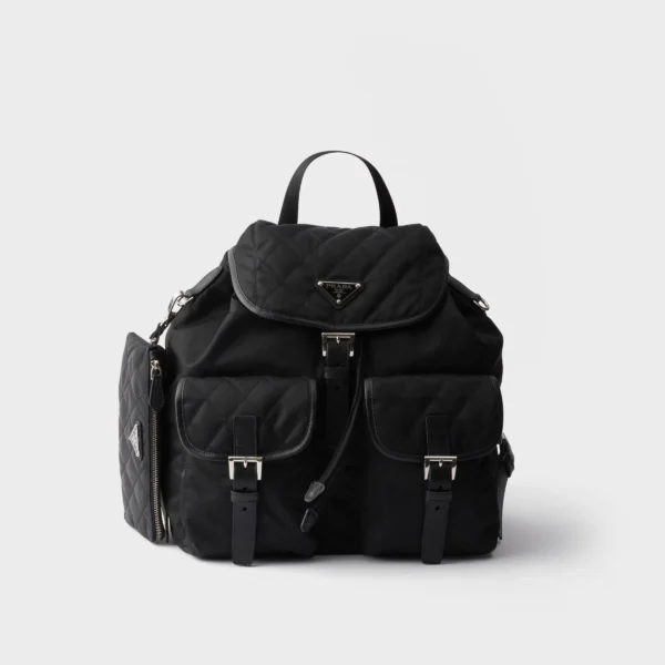 프라다 Medium quilted Re-Nylon 백팩 with Saffiano leather trim 1BZ811_2ZSI_F0002_V_OTN
