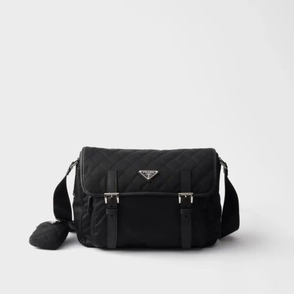 프라다 Large quilted Re-Nylon 숄더백 with Saffiano trim 1BD953_2ZSI_F0002_V_D1N