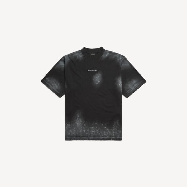 발렌시아가 남성 발렌시아가 백 미디엄 핏 티셔츠 (페이디드 블랙/화이트) 764235TSV879374