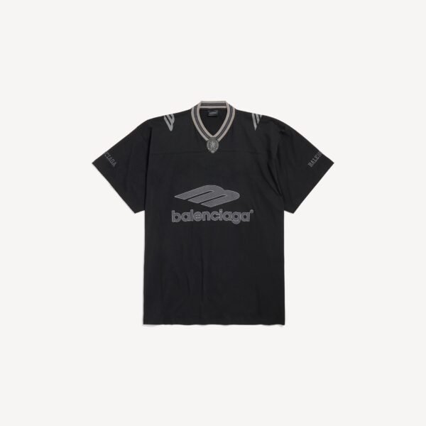 발렌시아가 남성 3B 풋볼 브이넥 오버사이즈 티셔츠 (블랙/앤스러사이트) 857086TTVQ61066