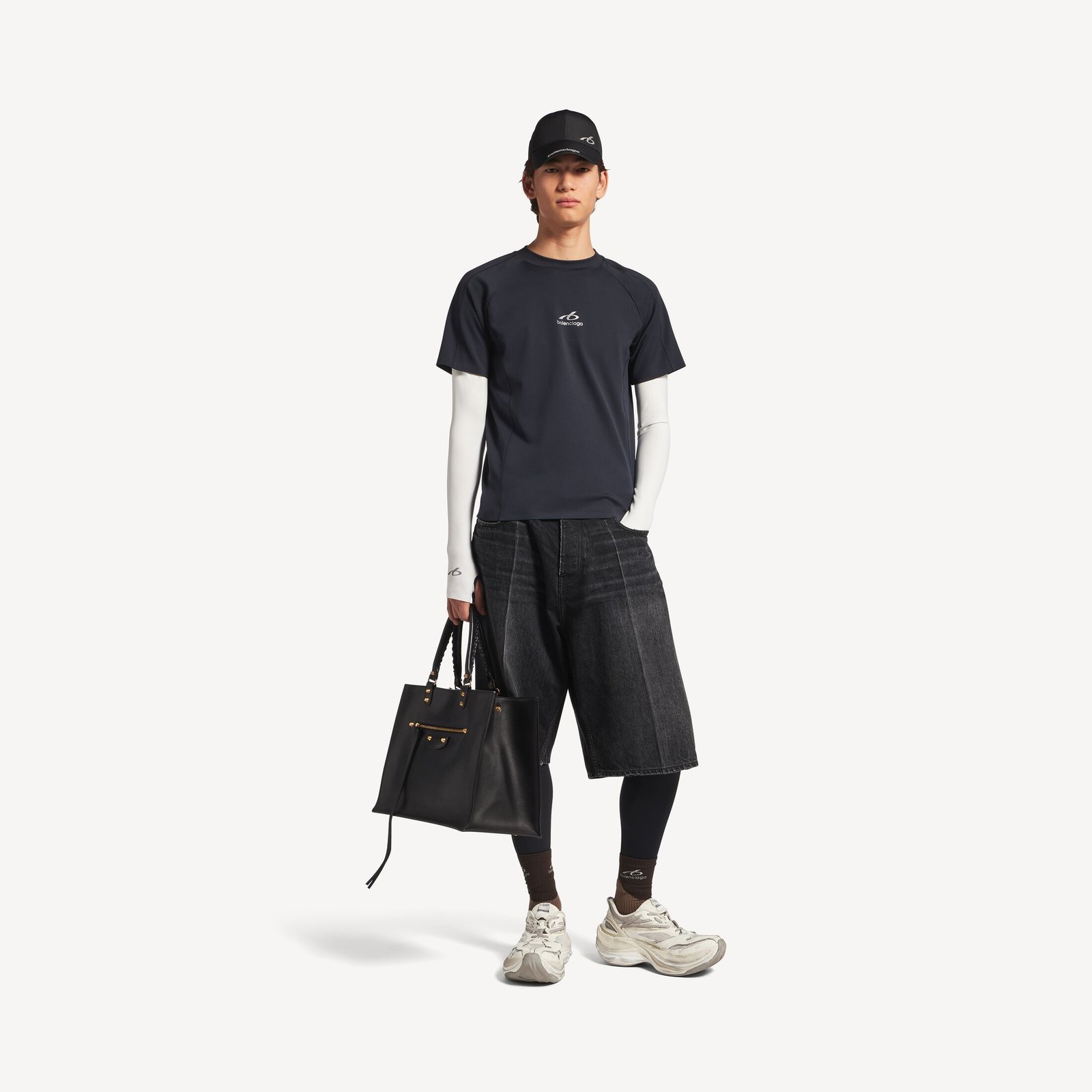 발렌시아가 남성 테크웨어 긴소매 티셔츠 (네이비/화이트) A000NQTUVN78502 - 이미지 2