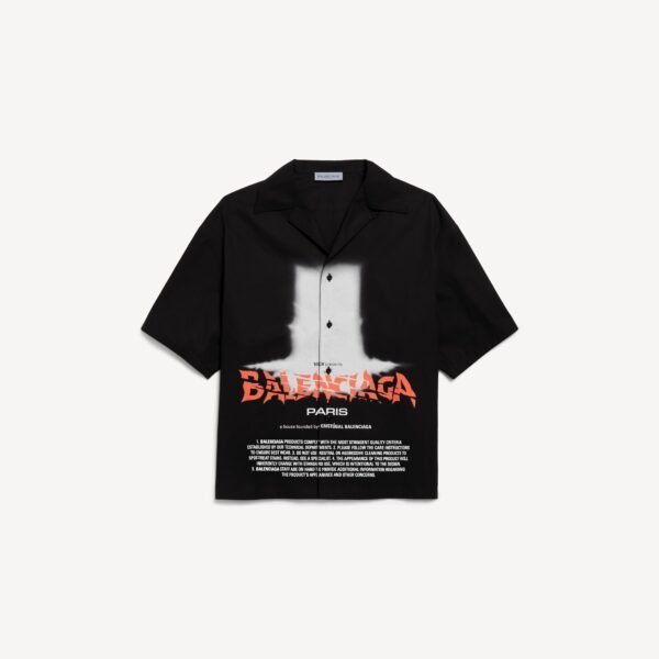 발렌시아가 남성 더 도어 볼링 반소매 셔츠 (블랙) A001ZPTULA91000