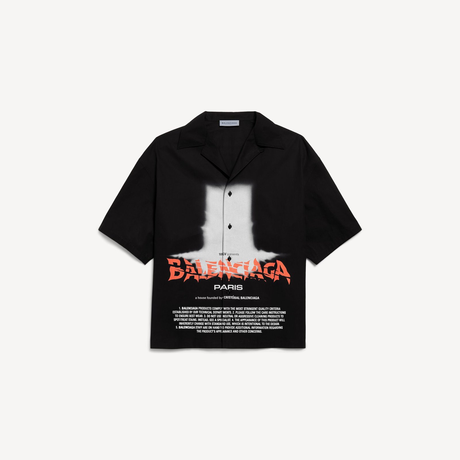 발렌시아가 남성 더 도어 볼링 반소매 셔츠 (블랙) A001ZPTULA91000