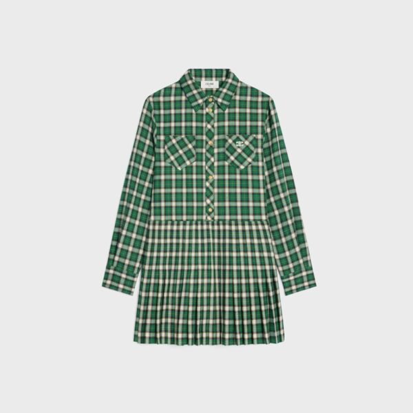 [아울렛] 셀린느 체크 울 미니 셔츠 드레스 RR0CE0231.GAF1