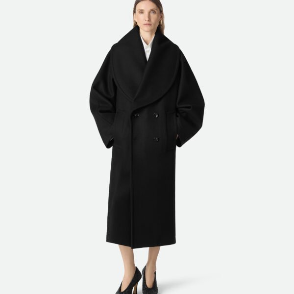 보테가베네타 여성 스트레치 울 롱 코트 (블랙) 834982V00X01000