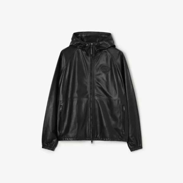 버버리 클랩턴 후드 레더 재킷 81301901
