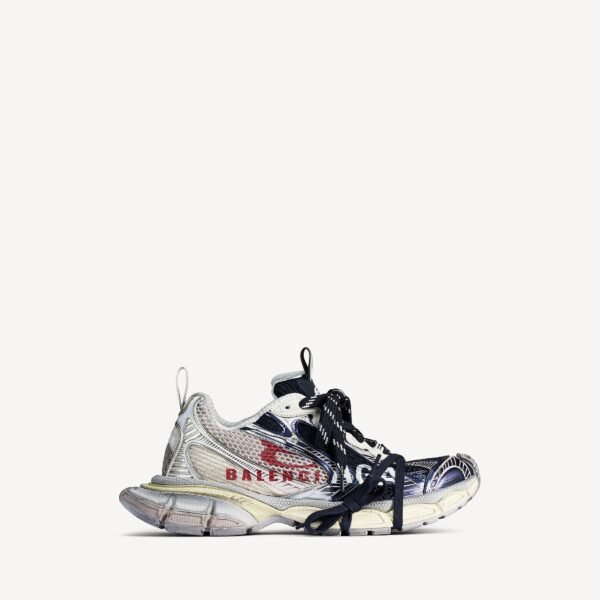 발렌시아가 남성 3XL 스플릿 로고 스니커즈 에그셸/레드/네이비 840090W3XSG9161